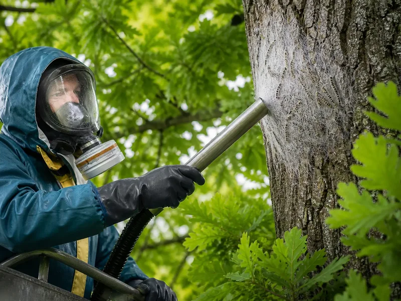 Equipment used to remove oak processionary moths must be designed so that caterpillars, nests, and stinging hairs can be safely collected.