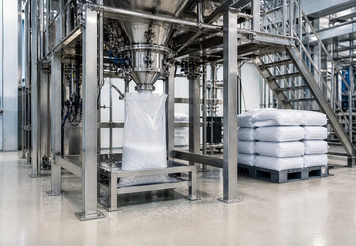Bagging of plastic pellets