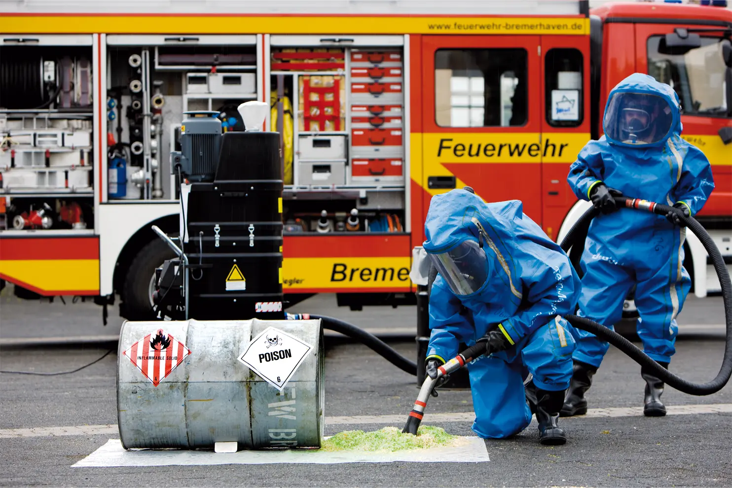 Unidentified hazardous substances during a firefighting operation
