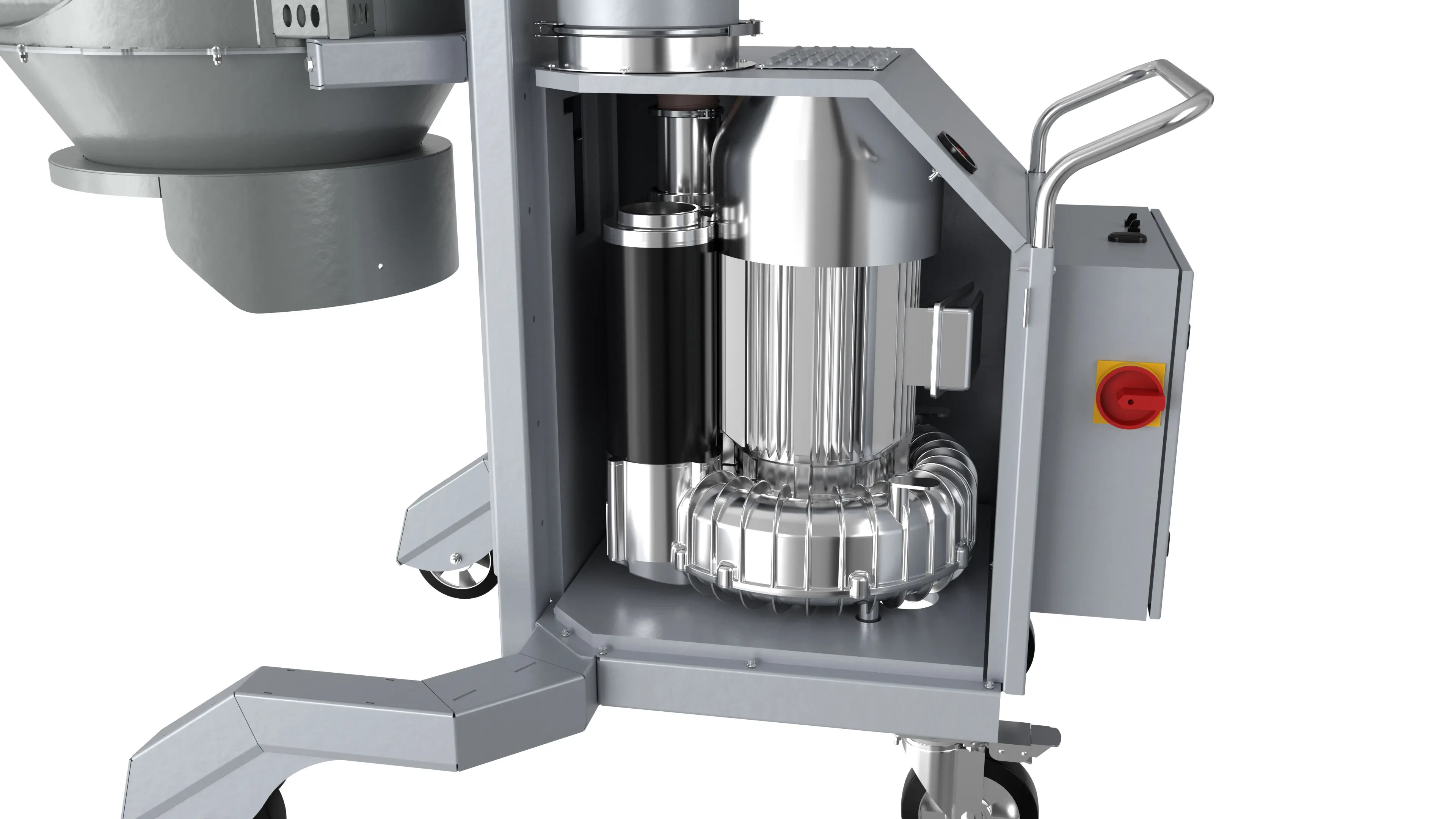 High airflow for heavy materials: The side-channel blower delivers consistently high vacuum pressure and a powerful air flow rate. Ideal for large volumes, heavy materials, and continuous operation in everyday industrial use.