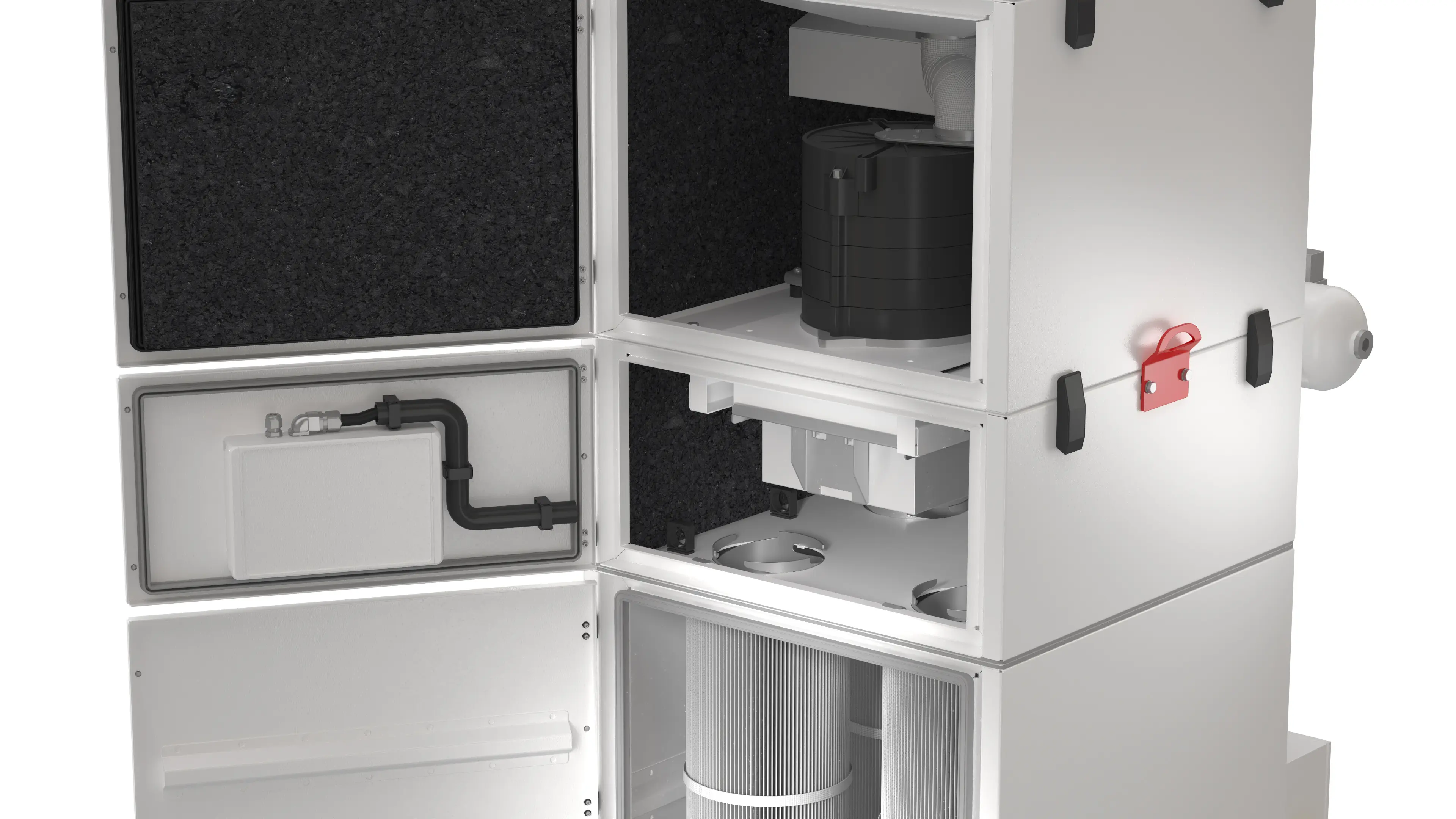 Advanced filtration for critical applications: Optional H-class filtration and an activated carbon module enable use with dusts that are hazardous to health or produce strong odors.