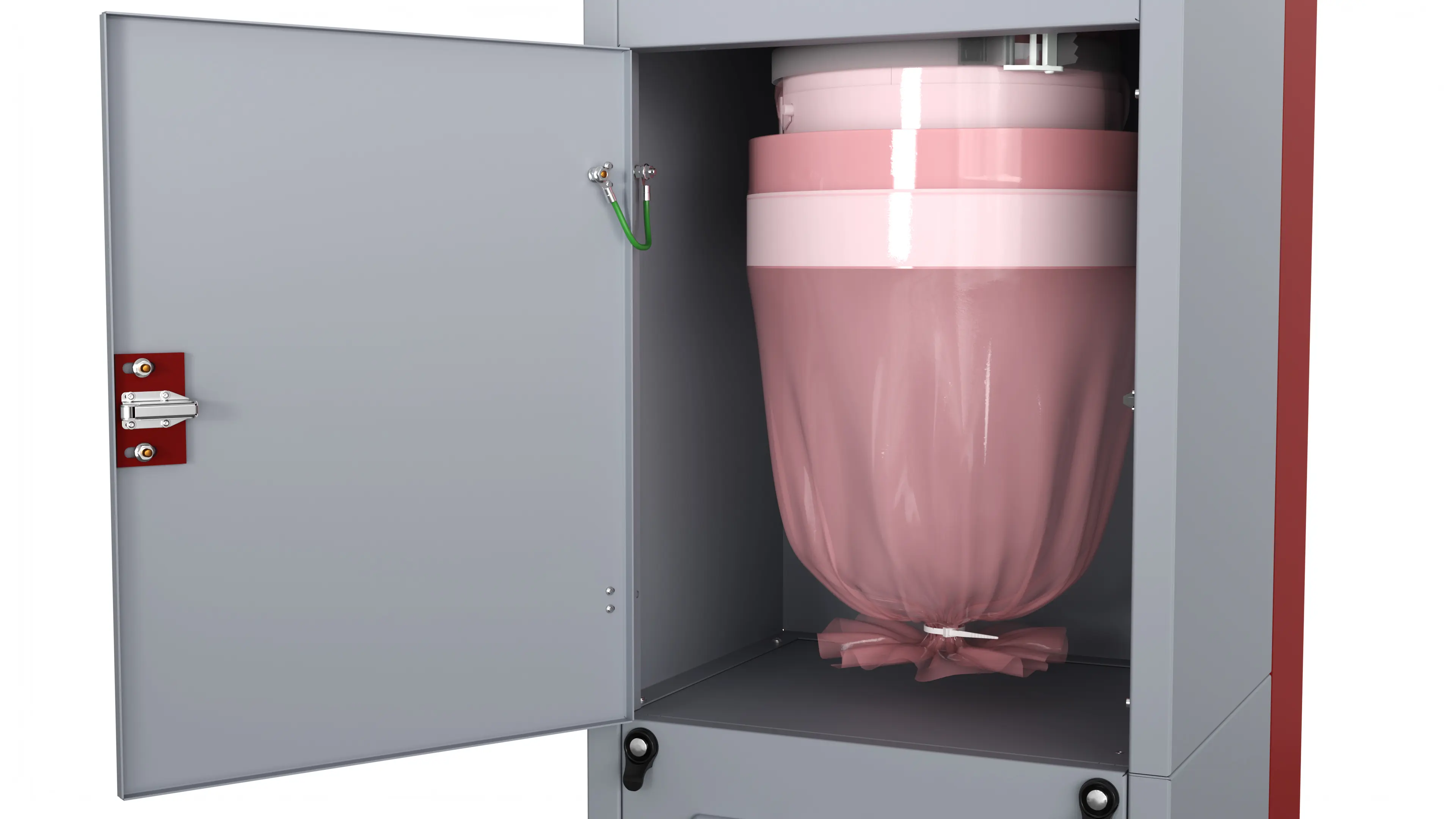Disposed of without contamination. Without interrupting the process.