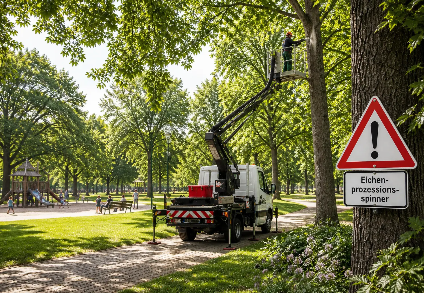 Tree care companies at work in parks